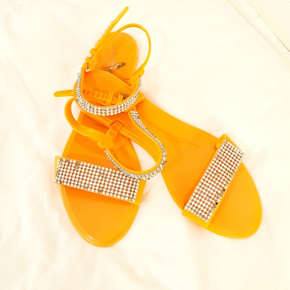Bamboo Rhinestone Jelly Sandal